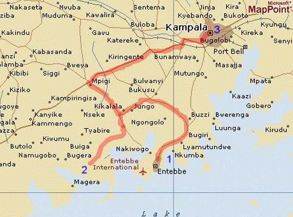 Entebbe and Mabamba map